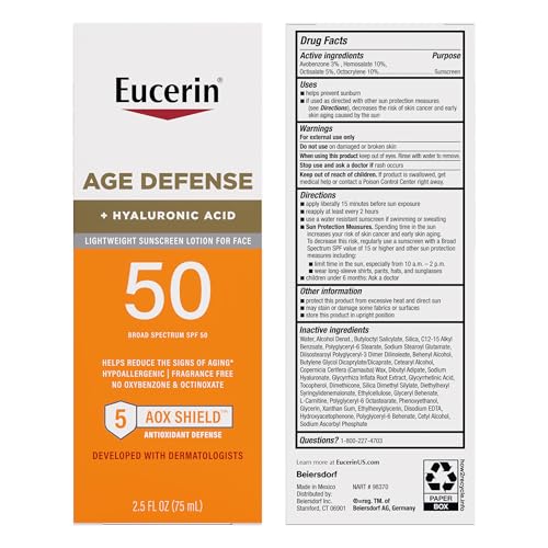 Eucerin Sun Age Defense Face Sunscreen Lotion SPF 50, 2.5 FL OZ