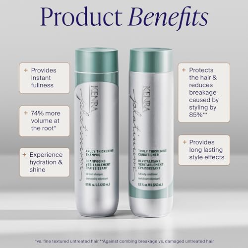 Kenra Platinum Truly Thickening Conditioner | Volumizing + Fuller-Looking Hair | Adds Body | Lightweight | for Fine & Thin Hair | Sulfate Free | Color Safe 8.5oz