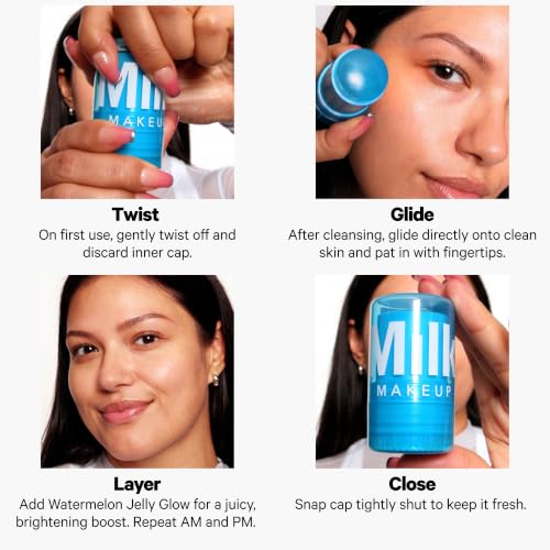 Milk Makeup Calming + Hydrating Jelly Skincare Serum Set – Reduce the Look of Puffiness + Redness, Brighten Skin + Minimize Look of Pores + Lines – Cooling Water + Watermelon Jelly, 0.21 oz each
