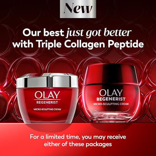 Olay Face Moisturizer, Regenerist Micro-Sculpting Cream for Women, Fragrance-Free - Anti-Aging, Anti-Wrinkle, Firming Skin Care - Triple Collagen Cream, Peptide, Hyaluronic Acid, Niacinamide, 1.7oz