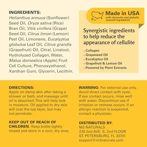 Firming Body Massage Oil with Collagen for Cellulite, 8 fl oz by M3