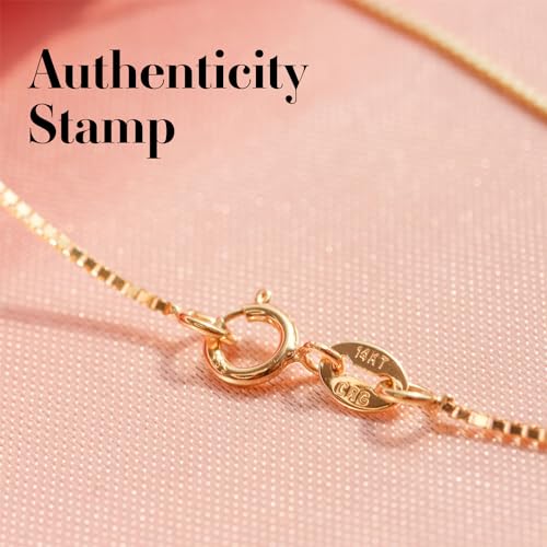 14 K Gold Necklace for Women, Box Chain 0.5MM 14”-24”, 16 inch Gold Chain for Women, 14 Karat Gold Necklace, 18 inch Gold Chain, 14k Solid Gold Chain, Gold Necklace for Women 14k Real Gold (16 Inches (Short))