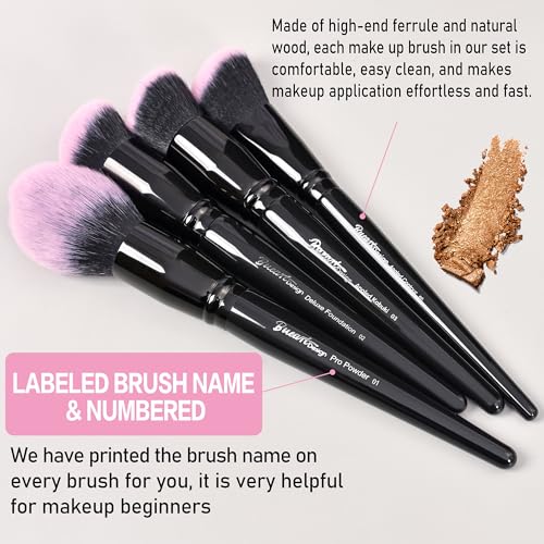 Bueart Design 18Pcs Pro Deluxe Makeup Brushes set with Make up Brush Holder