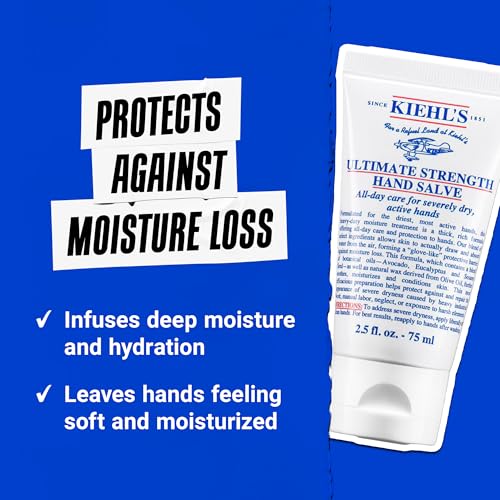 Kiehl's Ultimate Strength Hand Salve, Deeply Hydrating Hand Lotion, Thick and Rich Formula for Intense Moisture and Conditioning, Protects and Repairs Dry Hands, Paraben and Gluten Free - 5 fl oz