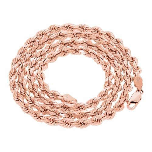 Nuragold 10k Real Rose Gold 5mm Rope Chain Diamond Cut Necklace (18"-30") - 22"