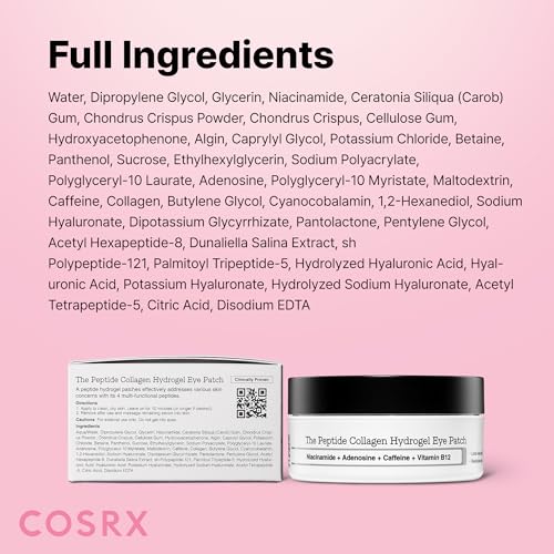 COSRX Pink Peptides Collagen Hydrogel Eye Patch for Puffy Eyes (60)