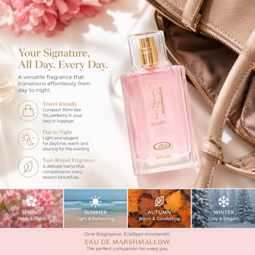 Al-Rehab Choco Musk Marshmallow Eau de Parfum for Women - 50ml (1.65 oz) | Gourmand Perfume with Marshmallow | Sweet, Fluffy & Addictive | Long-Lasting Arabian Dessert Scent