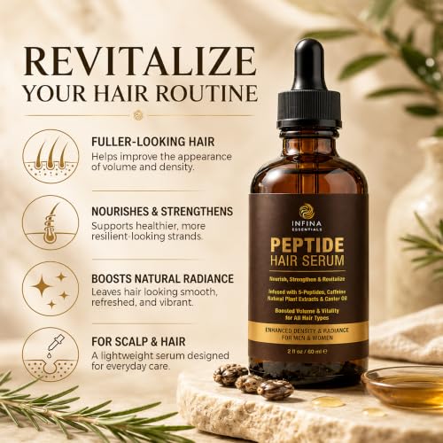 Peptide Hair Serum for Hair Growth, Frizz Control & Hair Styling, 2 fl oz
