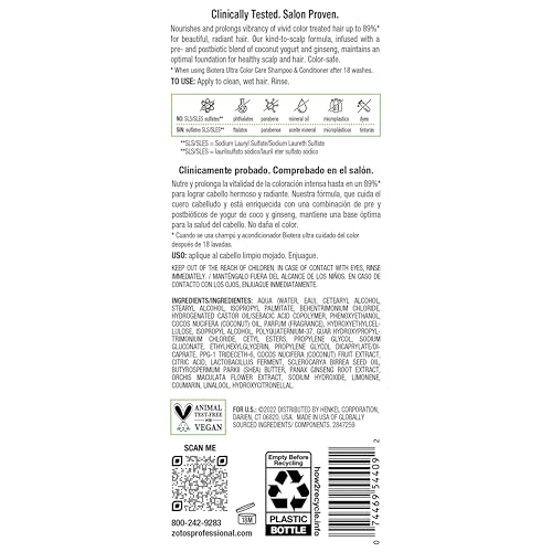 Biotera Ultra Color Care Conditioner for Vivid Color-Treated Hair - Protects & Extends Vibrancy with Coconut & Orchid Extract, Enhances Shine & Softness, Sulfate-Free, Vegan, 15.2 Fl Oz