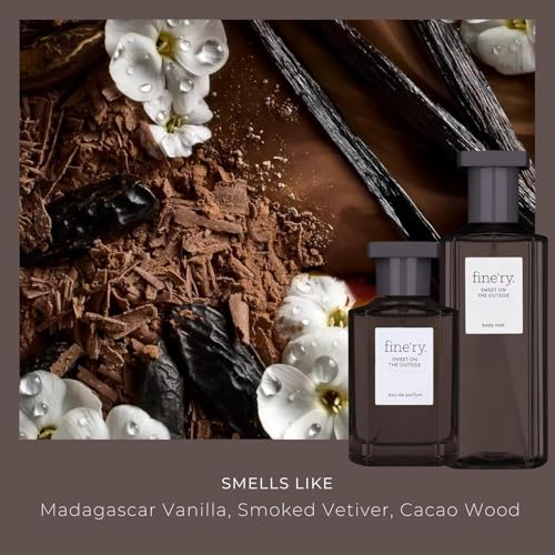 Fine'ry Vanilla Gourmand Sweet on the Outside Eau de Parfum - Long-Lasting Perfume for Women - Vanilla, Cacao Wood & Smoked Vetiver - Warm, Full Size Hair & Body Fragrance, Gift for Her (60mL)
