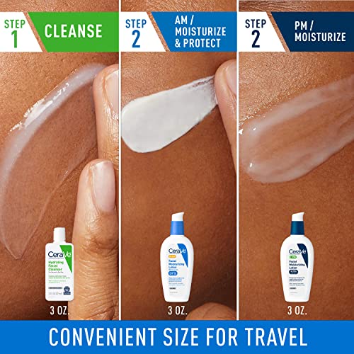 CeraVe Skin Care Set, Face Wash + AM & PM Face Moisturizer, Travel Size