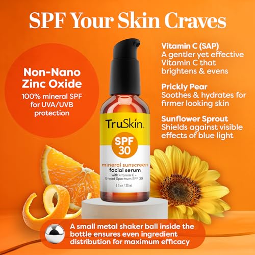 TruSkin SPF 30 Tinted Mineral Sunscreen Face Serum, Zinc Oxide, 1 fl oz