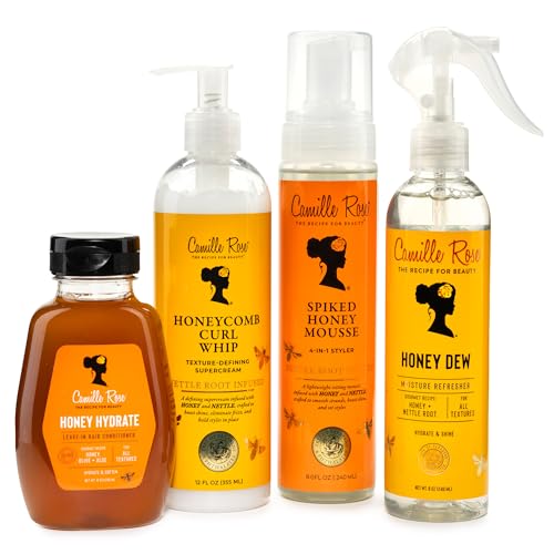 Camille Rose Spiked Honey Mousse – 4-in-1 Hair Styling Mousse with Rice Water for Softness, Strength, Shine, Frizz-Control, 8 Fl Oz