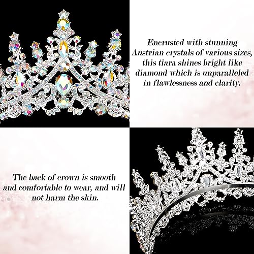 TOBATOBA AB Silver Tiaras and Crowns for Women Crystal Wedding Tiara for Bride Rhinestone Princess Tiara Queen Crown Halloween Costume Women Headpieces for Birthday Valentine Halloween Prom Pageant