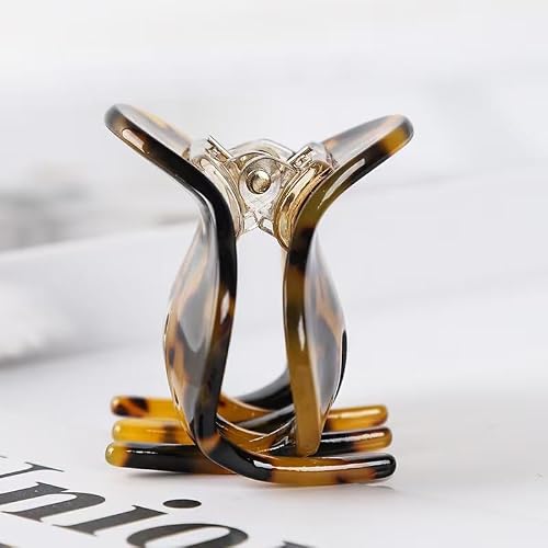 4 PCS Premium Durable Hair Claw Clips, Medium Acetate Tortoise Shell Leopard Celluloid Non-Slip Strong Grip Jaw Clips, Fashion Strong Grip Banana Hair Clips for Women Thin Thick Hair(3.74 x 2 in)