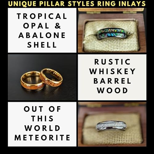 8mm Yellow Gold Damascus Rings For Men 14K Gold Wedding Bands Damascus Steel Ring Silver Stainless Steel Couples Rings with Comfort Fit Sizing Unique Engagement or Anniversery Gifts