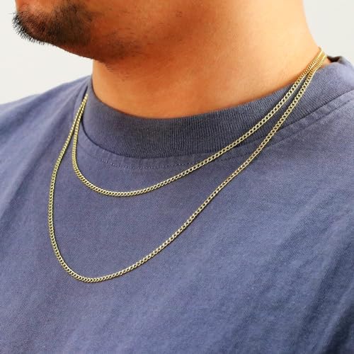 Nuragold 10k Real Yellow Gold Cuban Curb Link 2.5mm Chain Necklace, 16"-26" - 18"