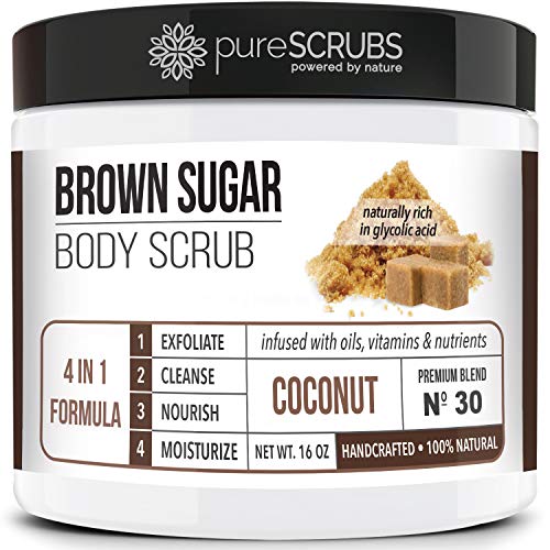 pureSCRUBS Premium Coconut Brown Sugar Scrub, Exfoliating Body Scrub Set