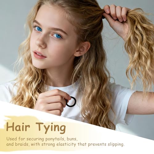 100PCS Seamless Thick Ponytail Holders, Brown Cotton Elastic Hair Bands&Ties - No-Crease, No-Damage for Women, Kids & Babies