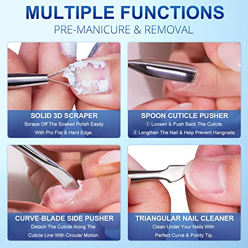 GA&EN 2PCS Metal Silver Cuticle Pusher Tool and Scraper Nail Pusher