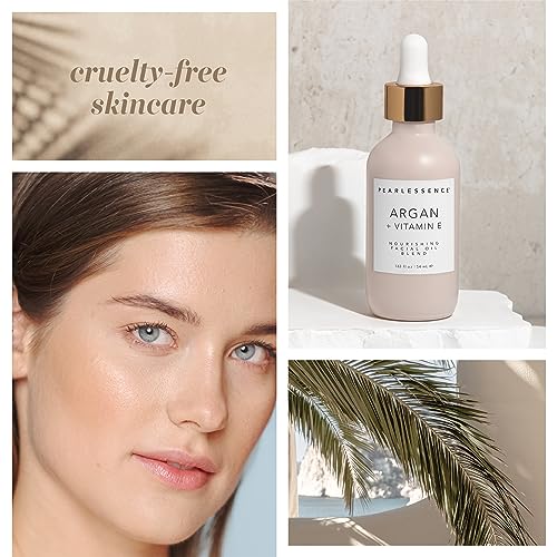 Pearlessence Argan & Vitamin E Facial Oil | Powerful Hydration to Help Balance, Revive & Rejuvenate Skin | Made in USA, Cruelty Free & Paraben Free