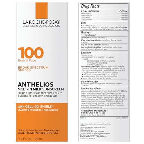 La Roche-Posay Anthelios Melt-In Milk SPF 100 Sunscreen for Face & Body 3oz