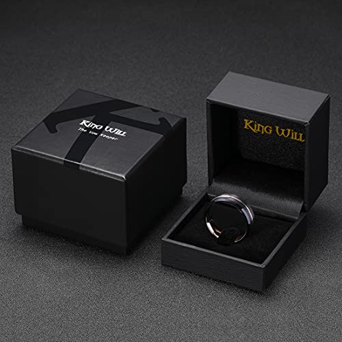 King Will 8mm Tungsten Wedding Band Black & Gold Grooved Center Size 10