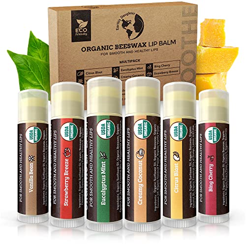 Earth's Daughter Organic Lip Balm - Moisturizing 6-Pack