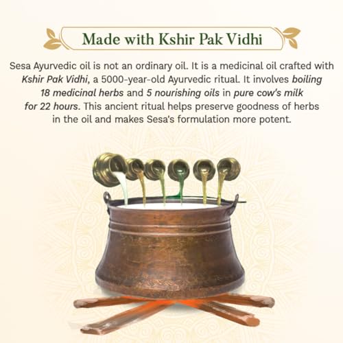 SESA Ayurvedic Hair Oil With Bhringraj & 17 Rare Herbs With Coconut Oil and 4 Nourishing Oil For Hair Growth Help Control Hair Fall & Easy Hair Oil Applicator For Women and Men, 6.76 Fl Oz or 200 ml