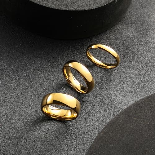 King Will Men Tungsten Rings 24K Gold Plated 6mm Size 9