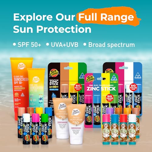 Sun Zapper Zinc Oxide Sunscreen Stick SPF 50+ Light Skin Tone – Mineral Sunscreen for Face and Body, Water Resistant Sunblock for Sensitive Skin,Travel Size 12g (0.42 oz), Australian Made