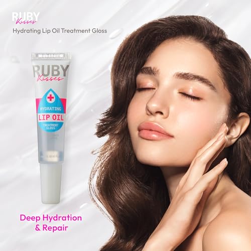 Ruby Kisses Hydrating Clear Lip Oil Treatment Gloss (6 Pack), Hydrates & Heals with Vitamin E & Jojoba, Lightweight Non-Greasy Formula with Almond Oil, Repair & Protect Dry Chapped Lips