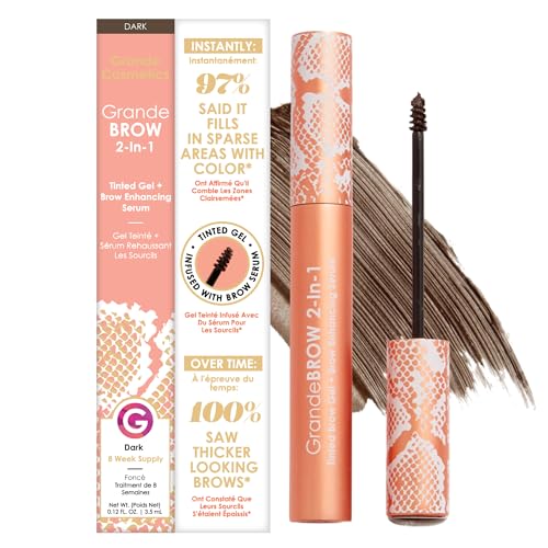 Grande Cosmetics GrandeBROW 2-in-1 Tinted Brow Gel & Serum, Dark