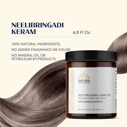 Kerala Ayurveda Neelibhringadi Keram Hair Growth Oil for Dry Scalp, Curly Or Damaged Hair (6.8 fl Oz) | Coconut Oil For Hair Growth & Strengthening Roots | Ayurvedic Serum with Triple Milk Formula