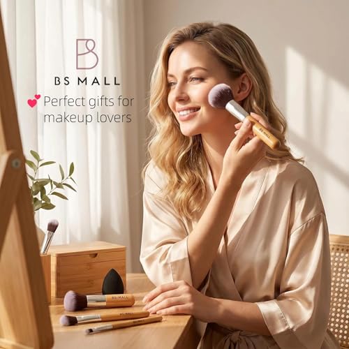 BS-MALL Makeup Brush Set 11 Pcs Makeup Sponge, Professional Bamboo Makeup Brushes for Foundation, Powder, Blush, Concealer, Eyeshadow & Blending, Ideal for Travel, Beginners & Makeup Artists