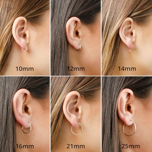 MAX + STONE Solid 10K Gold Hoop Earrings for Women | 1mm Tube, Flex Continuous 16mm (0.6 Inch) Diameter Small
