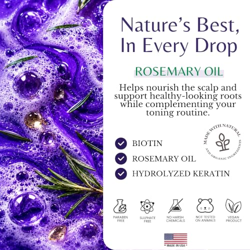 EDENIKA BOTANICALS Rosemary Purple Hair Mask Deep Conditioner with Biotin & Keratin, Reduces Brassiness & Yellow Tones for Blonde, Gray & Silver Hair, Hydrates & Helps Strengthen Hair, Sulfate-Free