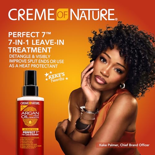 Creme of Nature Perfect 7™ Leave-In Treatment, 7-in-1 Spray For Frizz-Control, Protects From Heat and Detangles, Infused with Argan Oil, 5.1 fl oz