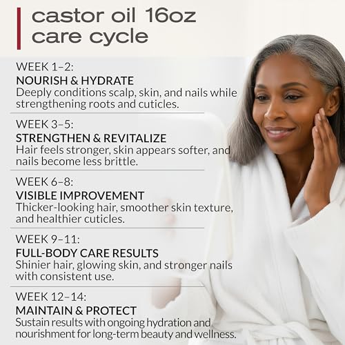 USDA Organic Castor Oil, 100% Pure Cold-Pressed Hexane-Free, 16 Oz