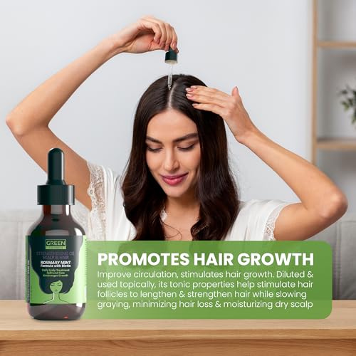 Rosemary Oil for Thinning Hair – Boosts Circulation, Relieves Itchy & Dry Scalp, Strengthens Hair & Eyebrow & Eyelash Health – Suitable for Men & Women, All Hair Types (60ml/2oz) (Pack of 1)