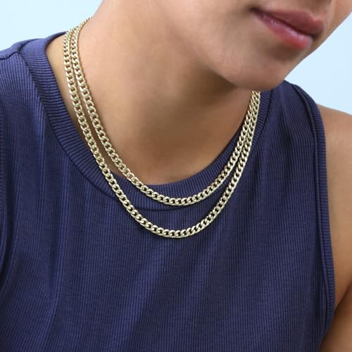 Nuragold 10k Real Yellow Gold Miami Cuban Link 5mm Chain Italian Necklace - 20"