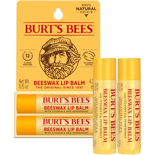 Burt's Bees Lip Balm - Original Beeswax, Lip Moisturizer With Responsibly Sourced Beeswax, Tint-Free, Natural Origin Conditioning Treatment, 2 Tubes, 0.15 oz.