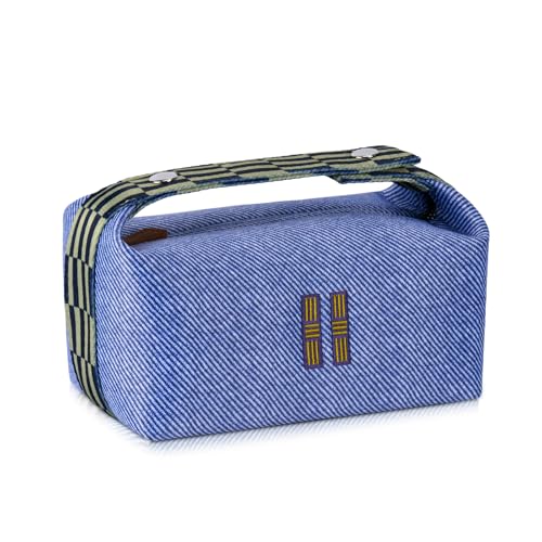 Sluxa NEW Makeup Bag - Her Inspired, Stylish, Lightweight, and Practical, Luxury Craft Travel Toiletry Bag for Daily Use & Travel Essentials, Easy Carry & Neat Storage (Blue)