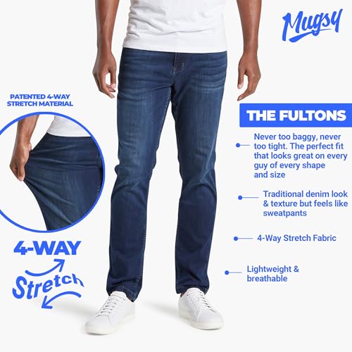 Mugsy Fultons Men’s Jean - Classic Fit Blue Denim Jeans for Men - Comfortable & Flexible Pants for Men - True to Size