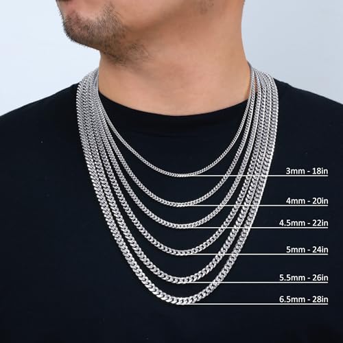 Nuragold 10K Real White Gold Miami Cuban Link Chain Necklace Men & Women - 4.5mm,20"