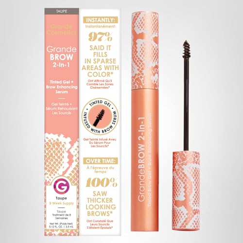 Grande Cosmetics GrandeBROW 2-in-1 Tinted Brow Gel & Serum, Taupe