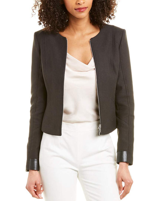 Hugo Boss Women's Jaleta Dark Gray Full Zip Blazer US 12 IT 48