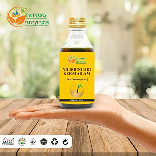 Herbs Botanica Nilibringadi Keratailam Neelibhringadi Hair Oil for Scalp, Hair Loss,Ayurvedic Oil for Hair Premature Graying 200ml Bottle