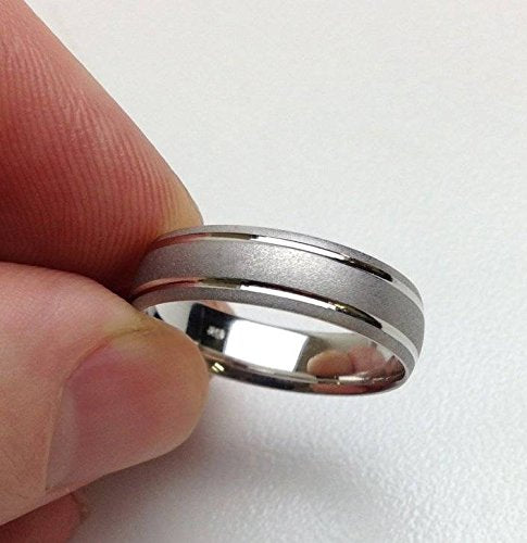 P3 POMPEII3 Pompeii Mens 10K White Gold Comfort Sandblast Finish Wedding Band - Size 10.5