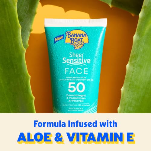 Banana Boat Sheer Sensitive Face Sunscreen Lotion SPF 50, 3 Fl Oz